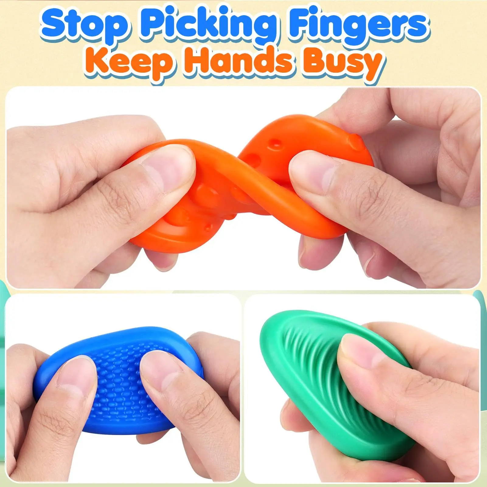 Fidget Toys Adults Sensory Silicone Stone 6 Pack