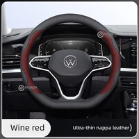 Leather Car Steering Wheel Cover for Volkswagen Id4 Tiguan Atlas Polo Taigo Caddy Tayron Virtus Touareg Teramont Pro 2011-2026 3