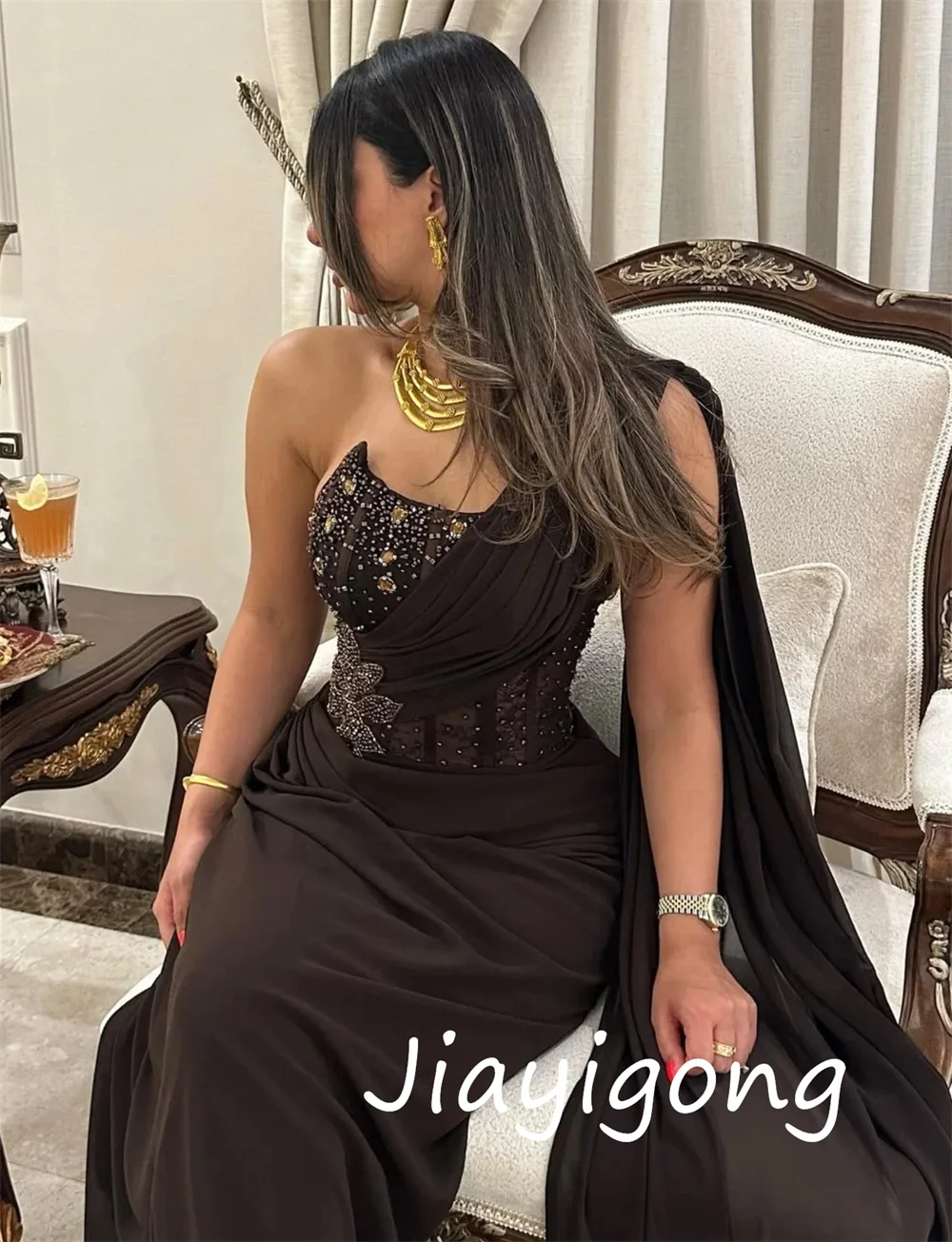 تخصيص رائعة جيرسي مطرزة الطية ألف خط واحد الكتف فس...