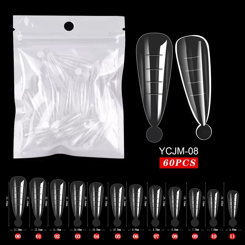 60 Pieces/Bag Uv Gel Polishing Fast Building Mold Acrylic Fake Nail Art Reminder Dual System nail accessories Extension Form