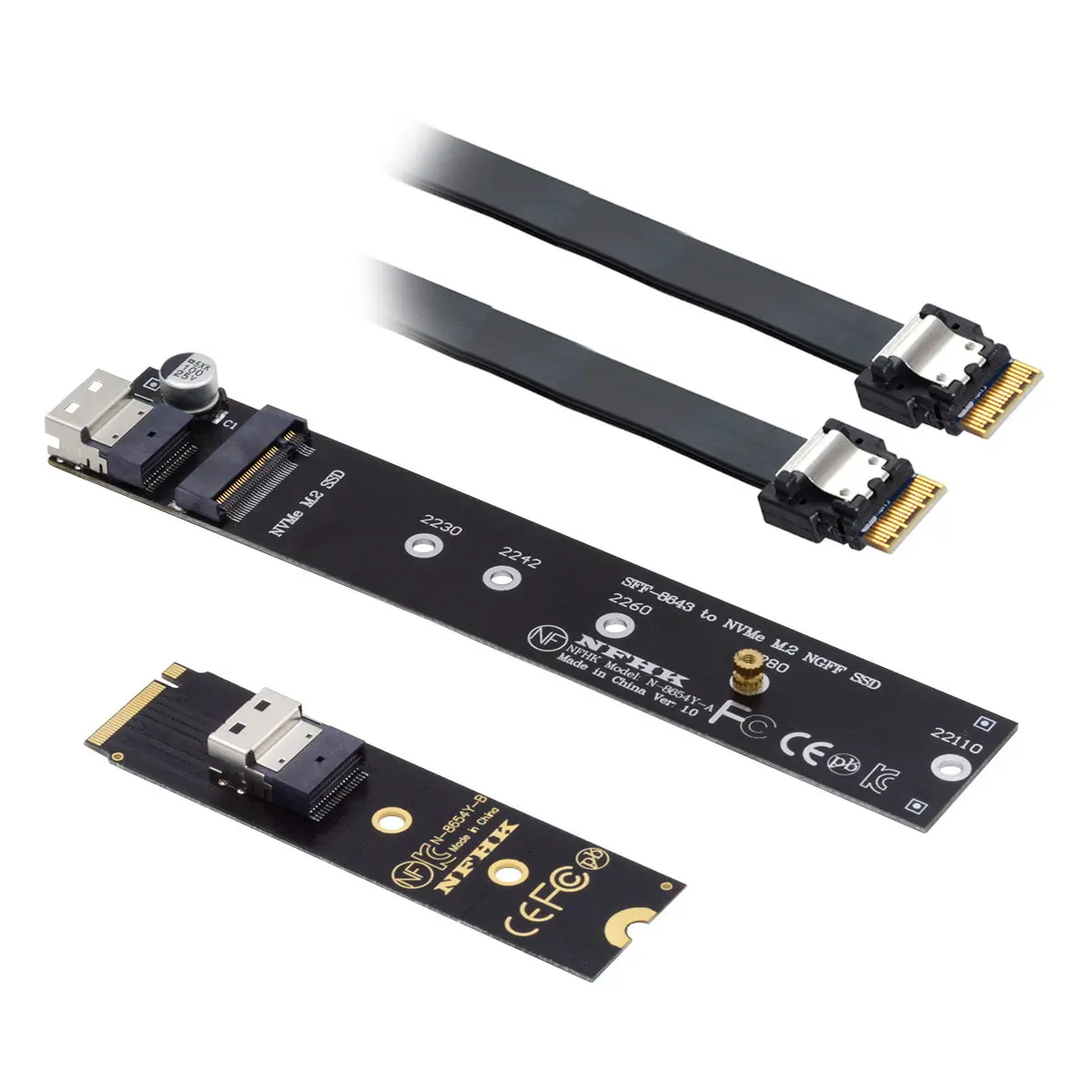 

NVME NGFF M-Key Male to Female Extension Cable 40cm with SFF-8654 Connector for Mainboard SSD 2280/22110