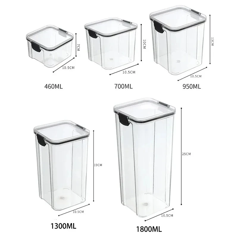 High Quality Sealed Jar Food Storage Box Transparent Plastic Kitchen Organizer Multigrain Tank Stackable Dried Sealed Storage 6