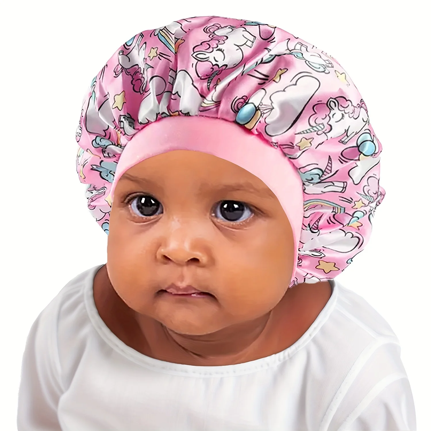 Children's New Bonnet Unicorn Printed Hair Hat with Narrow Edge Elastic Fashion Casual Home Comfortable Sleeping Hat kids bonnet cap