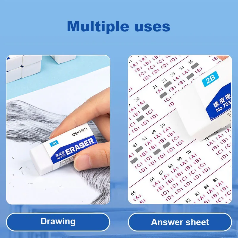 Deli 5/8pcs Eraser Stationery Soft Rubber Office School Correction Supplies Erasers for Kids Clear Eraser Pencil Set Gift 2B 4B 3