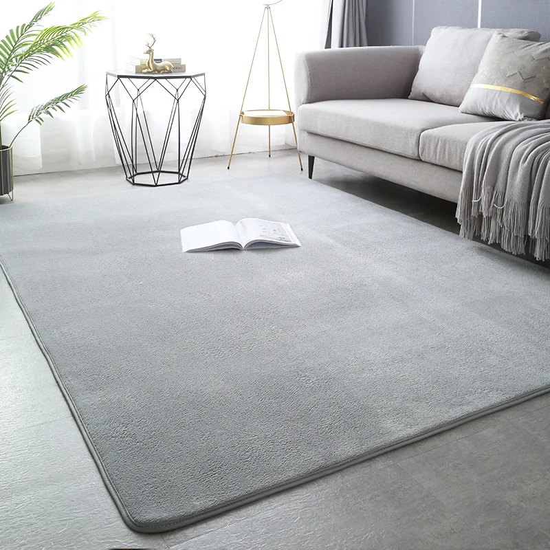 Japanese coral velvet living room rug Solid color bedroom rug bed Modern simple short hair
