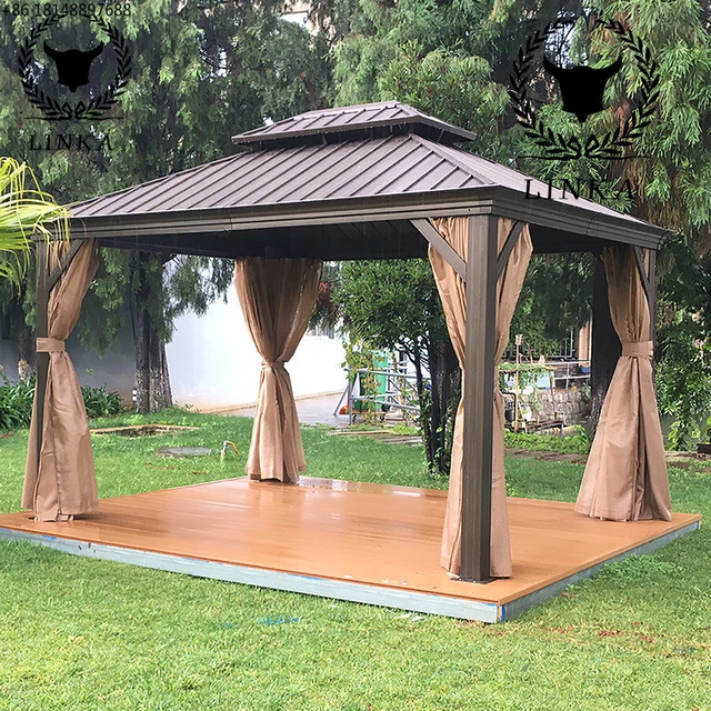Ou outdoor wooden house gazebo aluminum alloy tent garden balcony roof  awning gazebo villa barbecue tent - AliExpress