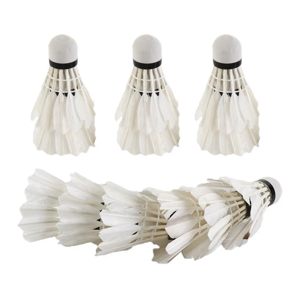 Elastic White Outdoor Sports Game Fitness 12 Pcs Goose Feather Shuttlecock Badminton Balls_voghion.com