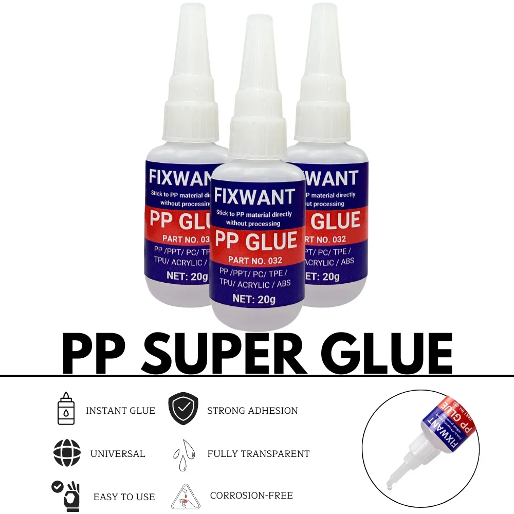FIXWANT 플라스틱 재료용 강력하고 지속적인 접착력, PP, PPT, PC, TPE, TPU, 아크릴, ABS 접착제, 20g