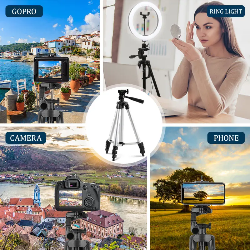 Prata Tripé para Telefone Leve Tripé de Alumínio com Clipe Remoto para Iphone Selfies Gravação de Vídeo Suporte da Câmera Preto - Image 5