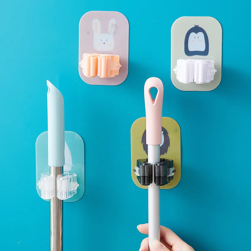 Wall Mounted Mop Organizer Holder Brush Broom Hanger Home Storage Rack Bathroom Suction Hanging Pipe Hooks Household Tools home