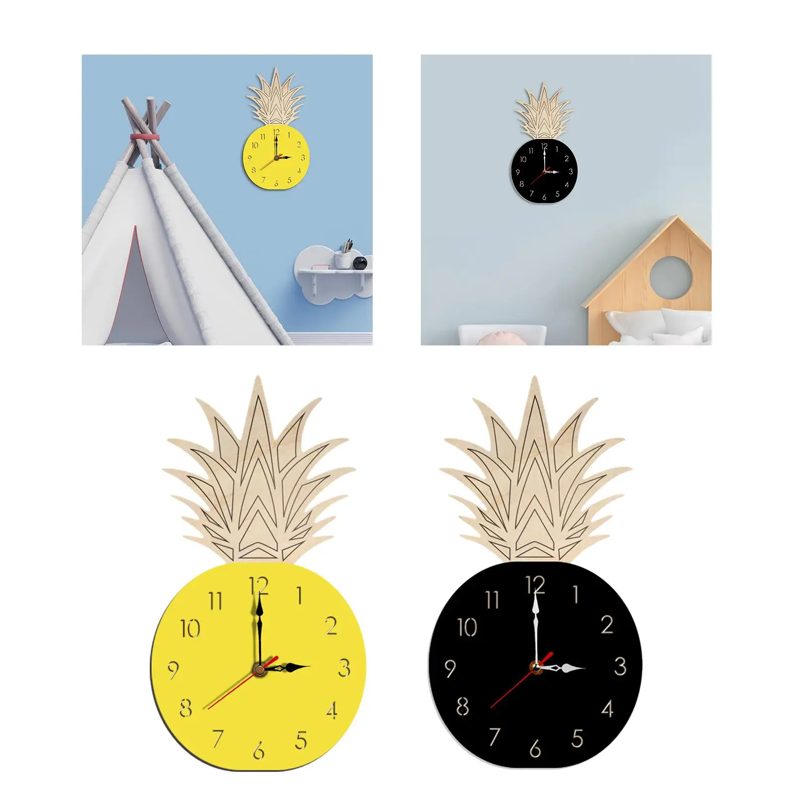 Pineapple Fruit Wall Clock Silent Cartoon for Office Kitchen Home Decoration