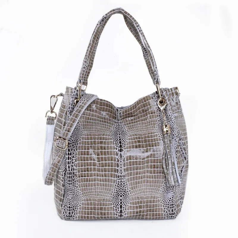 

Tassel Bucket Bag Fashion Snake Pattern Genuine Leather Lady Shoulder Bag Women Bag Handbags for Women 2022 Designer Luxury
