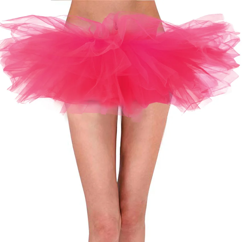 6 Layers Super Mini Tulle Skirt Womens Lolita Petticoat Jupe Femme Party Puffy Skirts Adult Dance Tutu Skirts hoop skirt