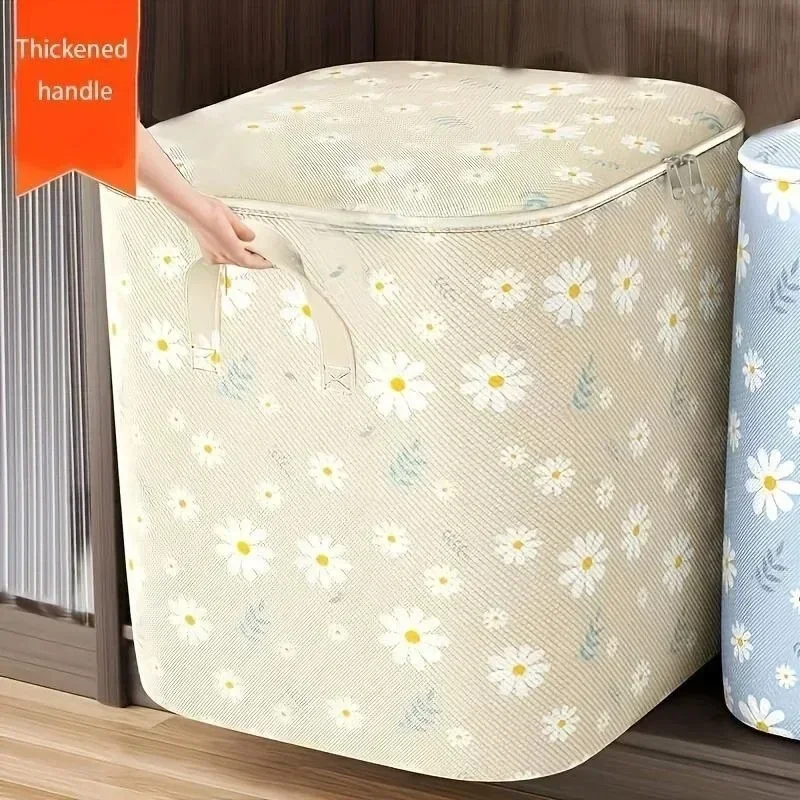 Cartoon Daisy Pattern Storage Box Large Capacity Zipper Organizer Versatile Dustproof Container Clothes Storage Bag 5