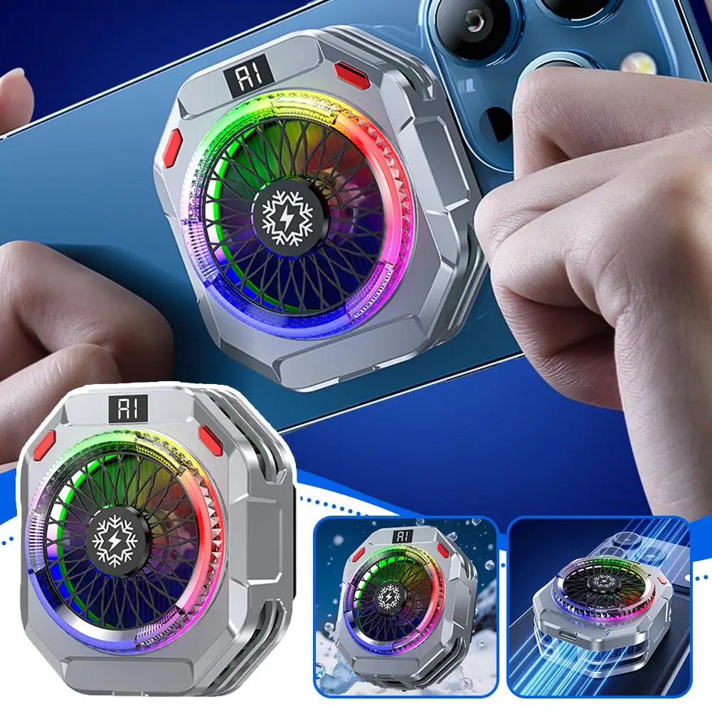 30W AI 스마트 칩 마그네틱 클립형 휴대폰 쿨러 반도체 급속 냉각 RGB 무..