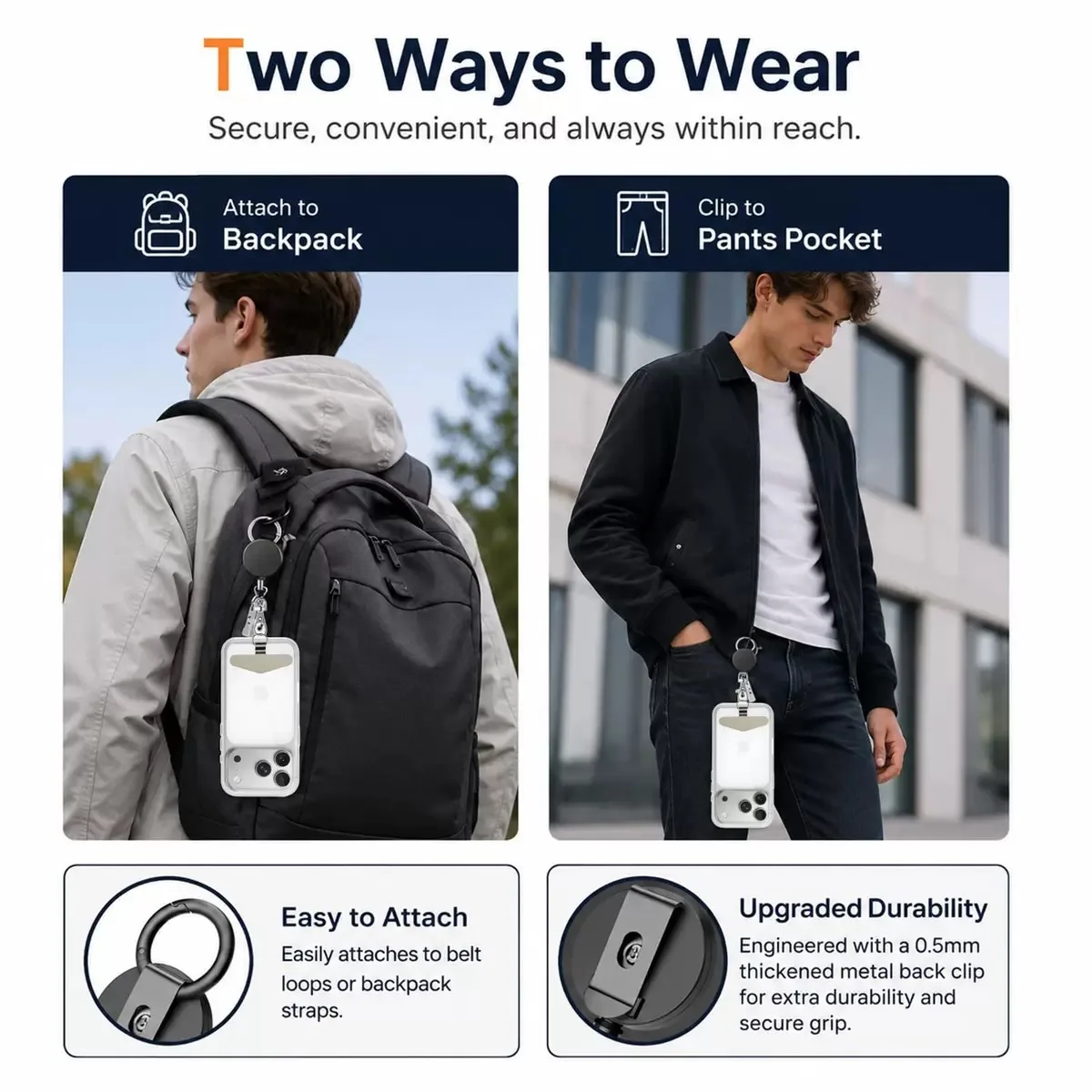 Retractable Phone Security Lanyard with Belt Clip