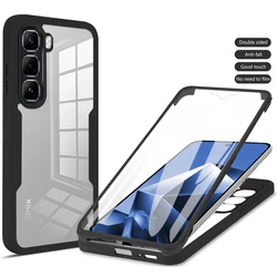 360° Shockproof Transparent Double - Sided Phone Case - Full Body Anti - Fall Front & Back Clear Cover for Infinix  Hot 60 5G (Black)