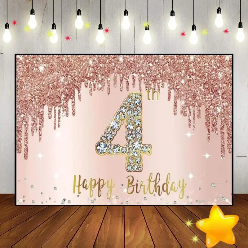 Happy 4Th Birthday Sweet Girl Invito Sfondo Gioco Boy Comunione Decorazione Hotwheels Golden Teddy Bear Baby Shower Prince