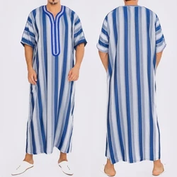 Muslim Clothing for Men Short Sleeves Robe Kaftan Male Middle East Jubba Thobe