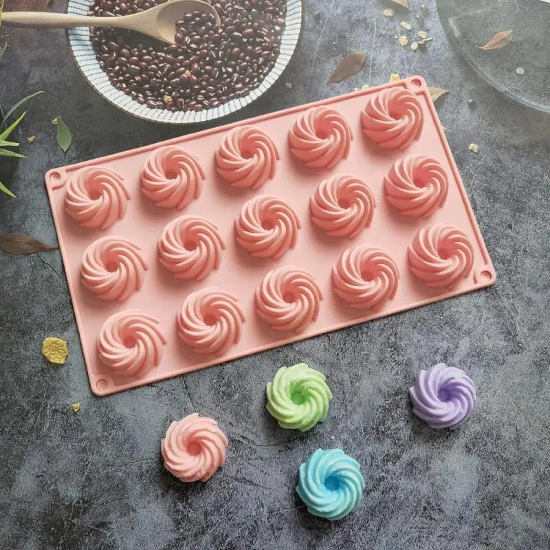 Mini Spiral Shaped 15 Cavity Silicone Cake Molds Baking Dessert Mousse Cake Decorating Moulds Cake Chocolate Bakeware