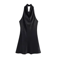 Robe d'été pour femmes, vêtements de tempérament Simple, à la mode et Sexy, dos nu, Texture en Satin de soie, col suspendu, nouvelle collection 2025 3