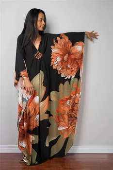 Womens Caftan Floral Print Kaftan Dress Short Sleeve Swimsuit Cover Up Loungewear for Summer 1