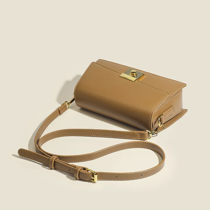 New Fashionable French Buckle Ladies' High end Quality Small Square Simple Personality Cross Shoulder Bag