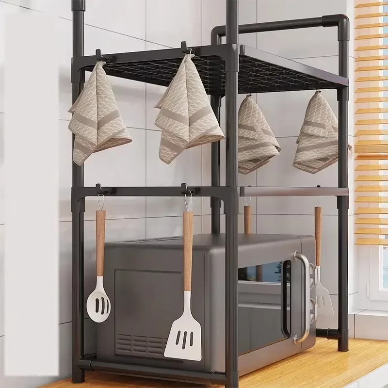 2/3-Layer Kitchen Microwave Racks Simple Standing Storage Shelf for Countertop Seasoning Oven Shelf Kitchen Organizing