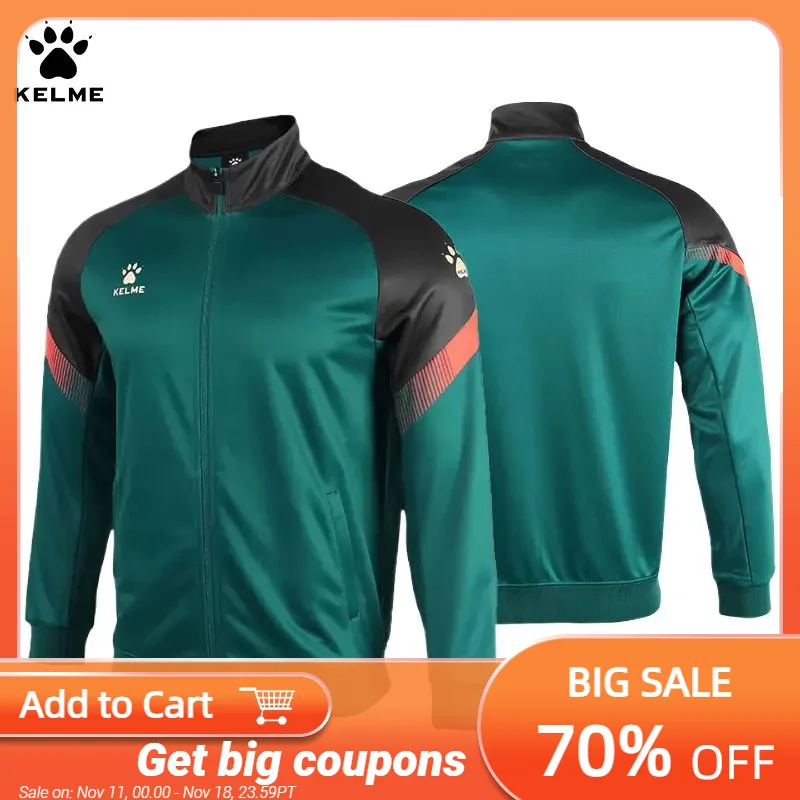 Sports Jacket Kelme Sports Coat China League One Player's Edition Men's Football Training Knitted Jacket Playoff Coat Running Top sports jacket