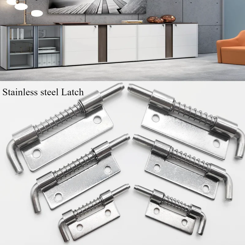 Strong Spring Gate Door Latch Lock Pin Stainless Steel Garage Window Barn Cabinet Security Car Truck Safety Bolt Latches Outdoor