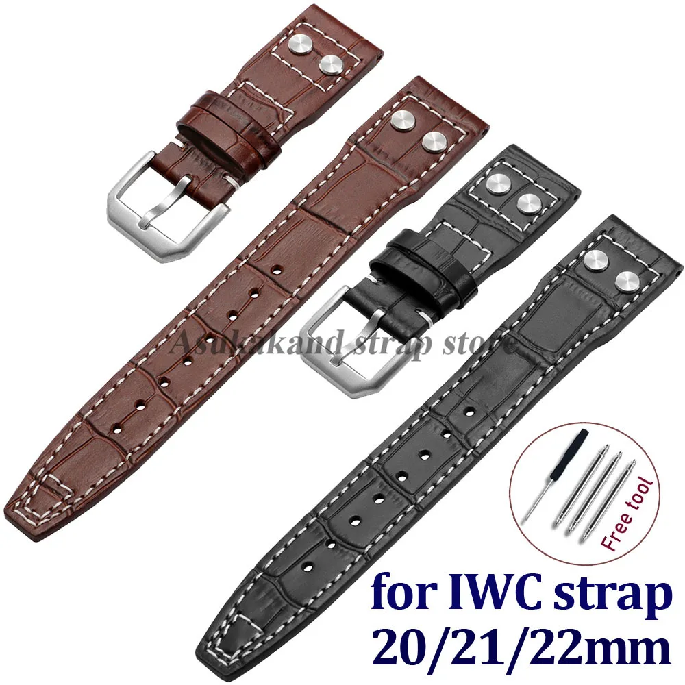 Dual-Tone Genuine Leather Watch Strap - Classic Cowhide Accessory in Black and Brown