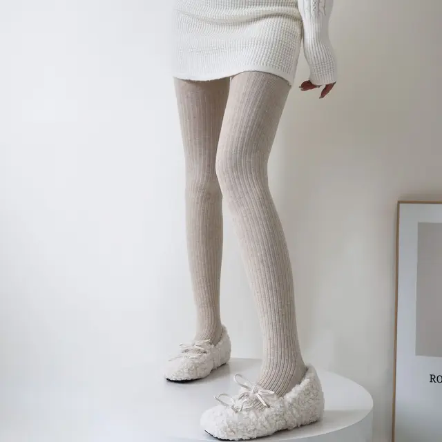 Winter Simple Vertical Stripes Fleece Thickened Warm Pantyhose, Fashionable - Picture 17 of 20