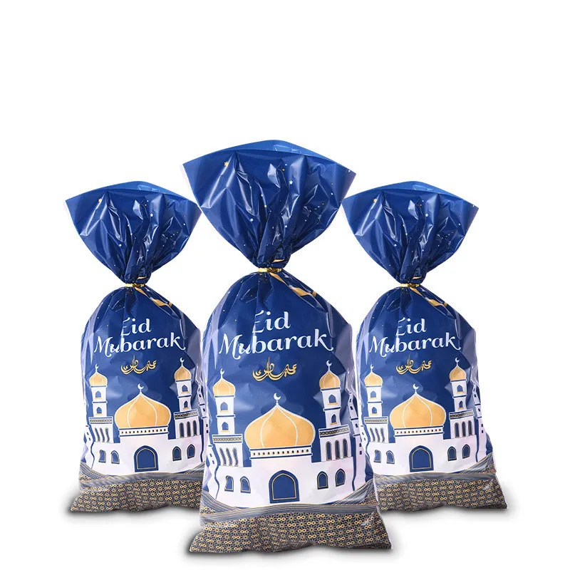 이슬람 이슬람 파티 용품 10 개 Eid Al-fitr Eid 무바라크 선물 가방 플라스틱 OPP 캔디 쿠키 가방 라마단 카림 장식