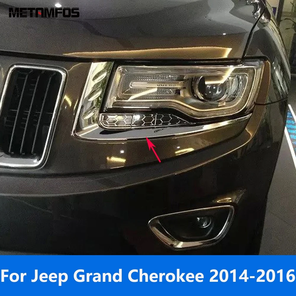 

Accessories For Jeep Grand Cherokee 2014 2015 2016 Chrome Head Light Lamp Eyelid Eyebrow Headlight Strip Headlamp Molding Trim