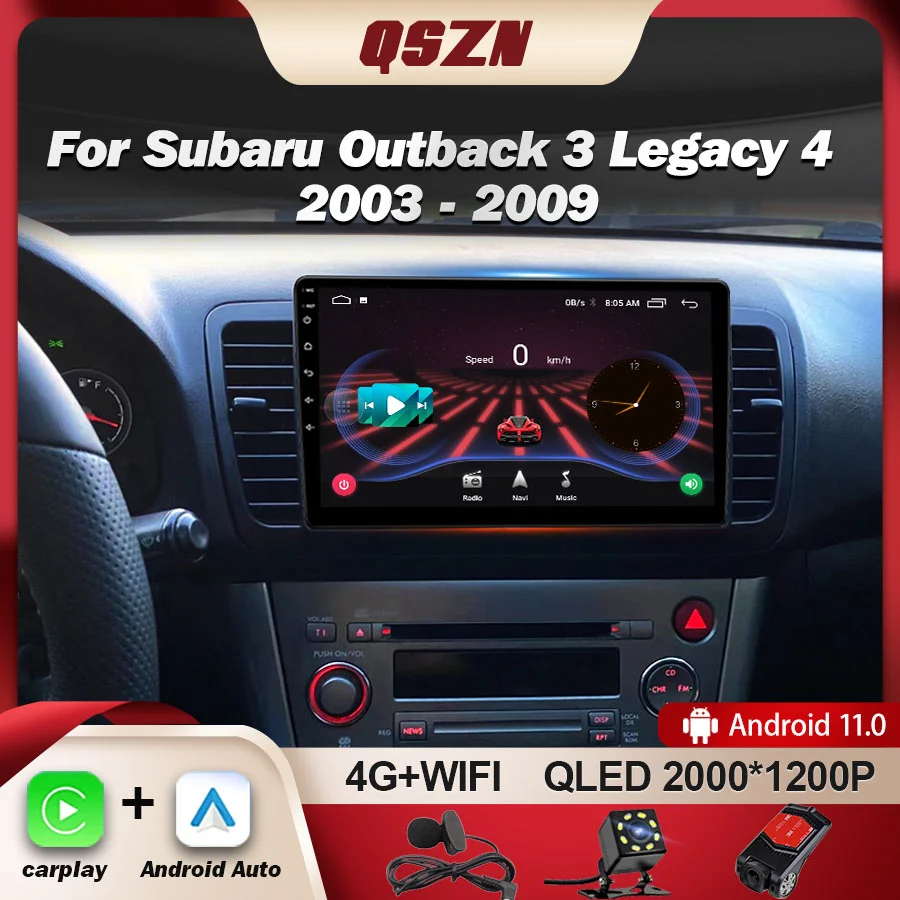 QSZN 2K QLED Car Radio For Subaru Outback 3 Legacy 4 2003 - 2009 LHD Multimedia Video Player GPS 4G Carplay Android 12 Autoradio 1