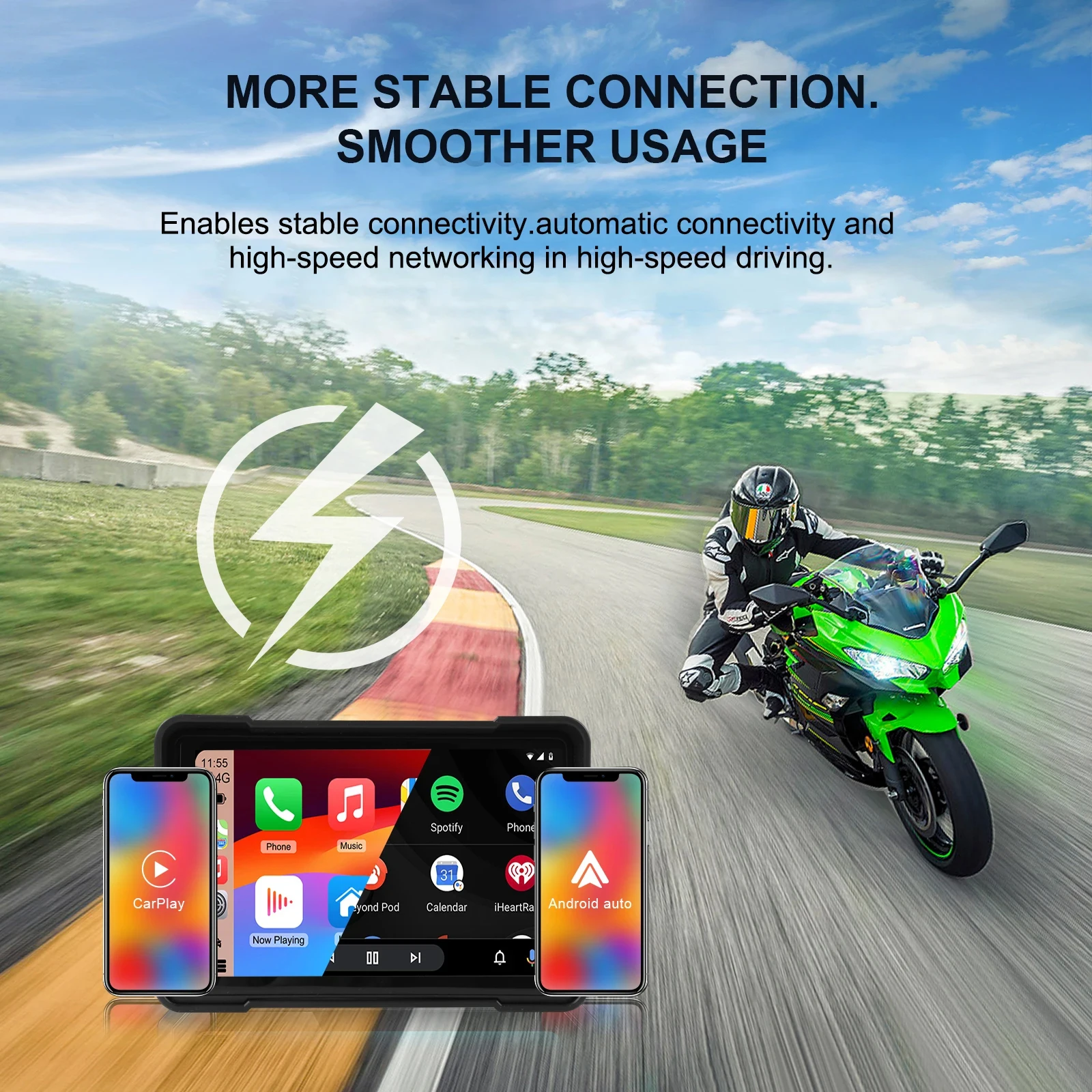 5 inch Waterproof Touchscreen, Support Dual Bluetooth, Car GPS, Siri