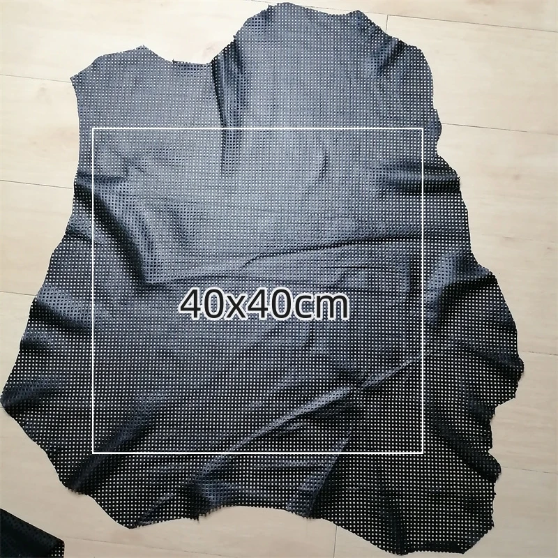 Elegant Black and Red Hollow Sheepskin Leather Fabric - Premium Handmade Material