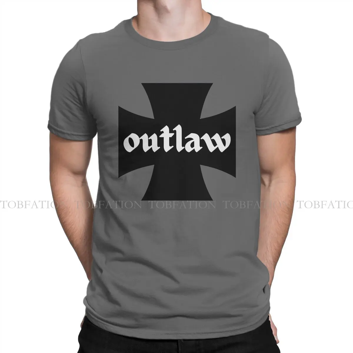 Outlaw Fashion Magliette Iron Cross Men Style Pure Cotton Top T Shirt Girocollo