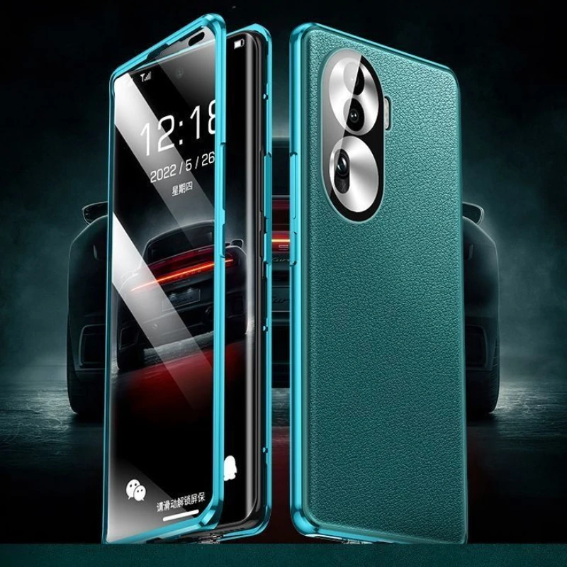 

Magnetic Glass Case For OPPO Reno 11 Pro Cases 360° Full Protection Phone Back Cover For Reno11 Pro For Reno 11Pro Leather Shell