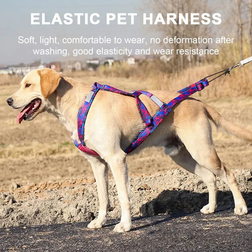 Reflective Pet Harness Reflective Dog Sledding Harness Adjustable Size Double Mushing X Back Design for Medium Dogs