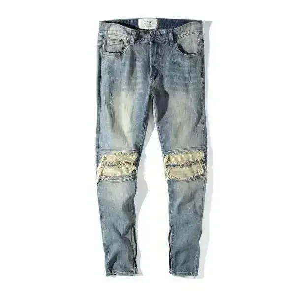 thumbnail image 1 of Pantalones vaqueros masculinos, pantalones vaqueros rotos estilo punk para hombre, pantalones ajustados, rotos, ajustados, con aberturas y agujeros, estilo vaquero elegante y atractivo, 1 of 5