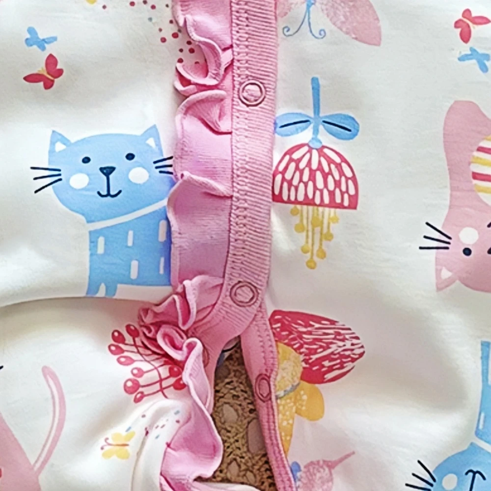Newborn onesies soft romper cotton autumn long sleeve baby girl clothes Cartoon cat print infant bodysuit 0 to 12 Month jumpsuit