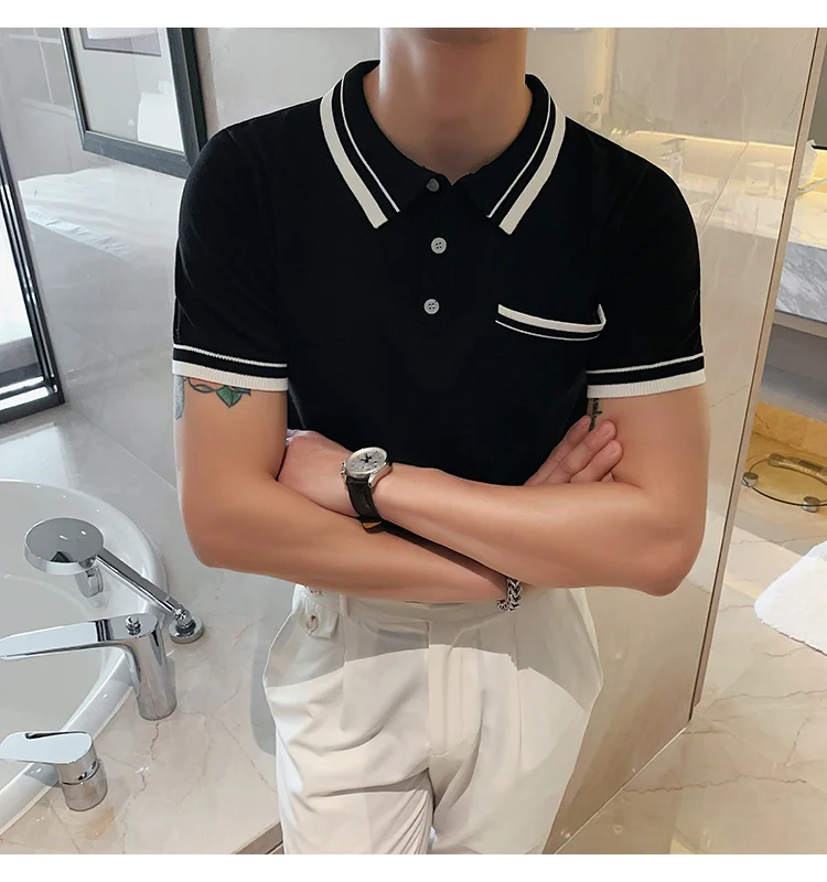 CBTLVSN Mens Short Sleeve Polo Shirts Slim Fit Casual Letter Print Polo T Shirts