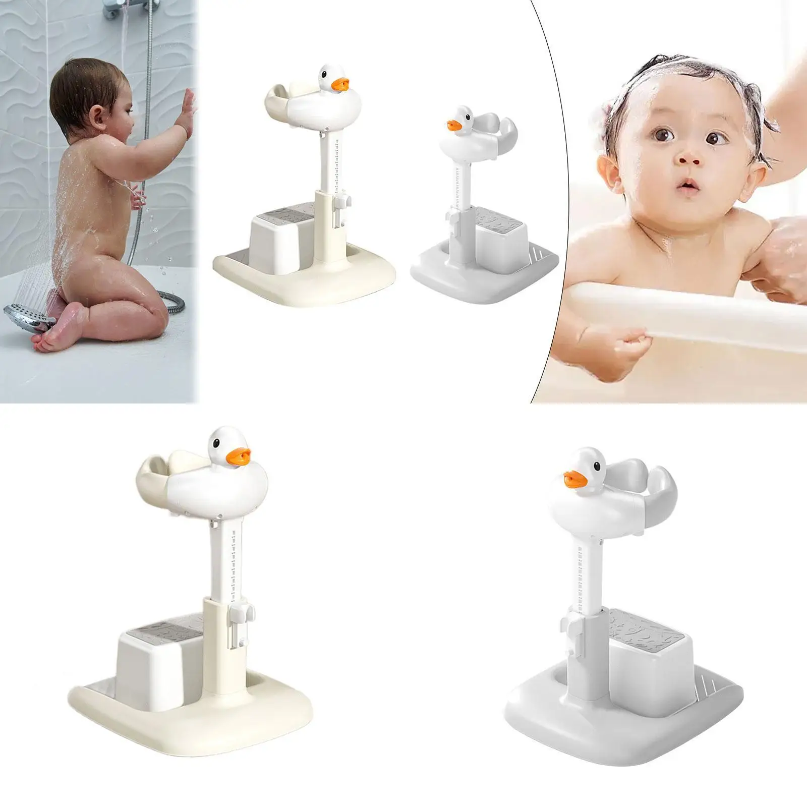 Baby Bath Support Ergonomic Stable Anti Slip Adjustable Use in Sink Tub Spine Protector Bath Rack Hug Tower with Seat for Baby