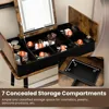 Vanity Desk w/ 3-Color Lighted Flip Top Mirror,7 Storage Compartments,Makeup Dressing Table Set Writing Desk w/ Cushioned Stool 2