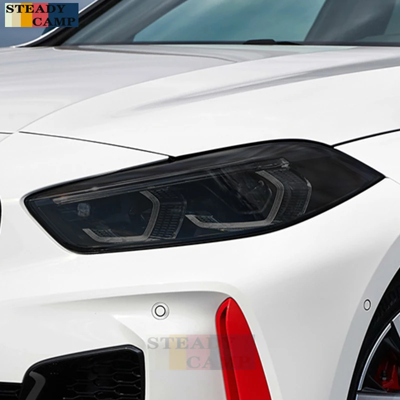 

2 Pcs Car Headlight Protective Film Smoked Black Tint Wrap Vinyl Transparent TPU Sticker For BMW 1 Series F40 M135i 2020 2021