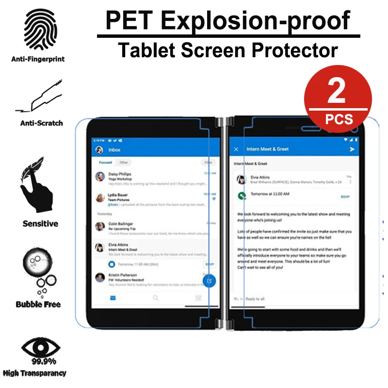 Superfície Duo Protetor de Tela Esquerda e Direita Tela Película Protetora Tablet à Prova de Explosão Dispaly Filme Não Vidro Pcs - Imagem 3
