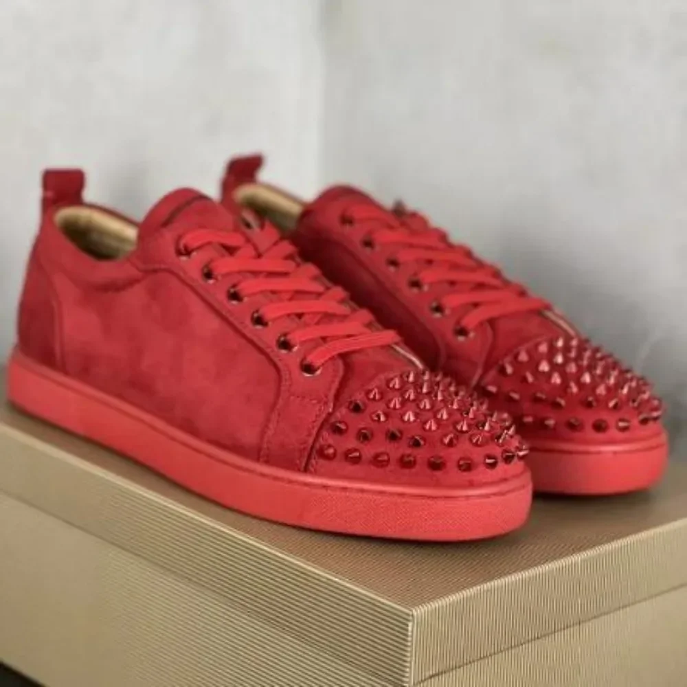 

Designer Luxury Men Shoe Red Bottom Shoes Black Red Rivets Shoe Casual Shoes Women Sneakers