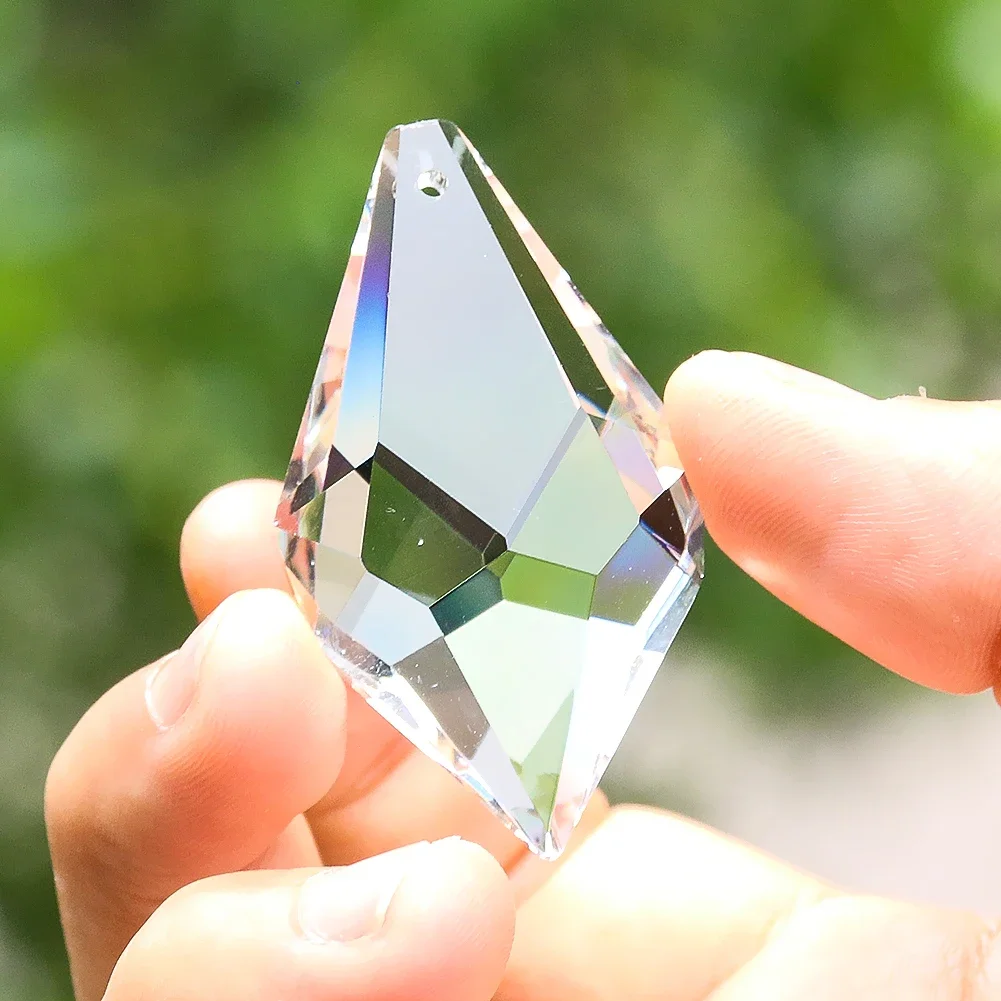 50MM Chubby Arrowhead Clear Glass Crystal Pendant Faceted Prism Aurora Sun Catcher Dangle Chandelier Lamp Dangle Garden Hanging
