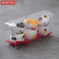Pack of 3 Pieces Mini Ceramic Lucky Fortune Cat, Desktop Car Decoration Figurines Cute Kitten Maneki Neko Ornament 1.3 Inch Tall 6